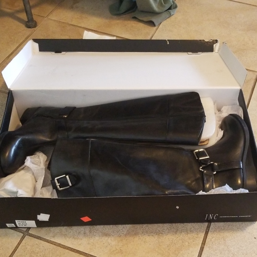 NWT Black INC Fedee Leather Riding Boots